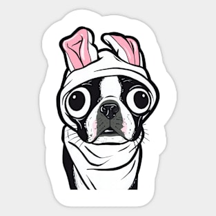 Boston Terrier Bunny Sticker